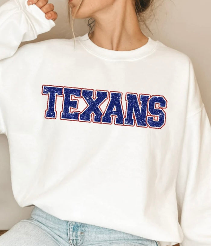 Texans faux glitter crewneck