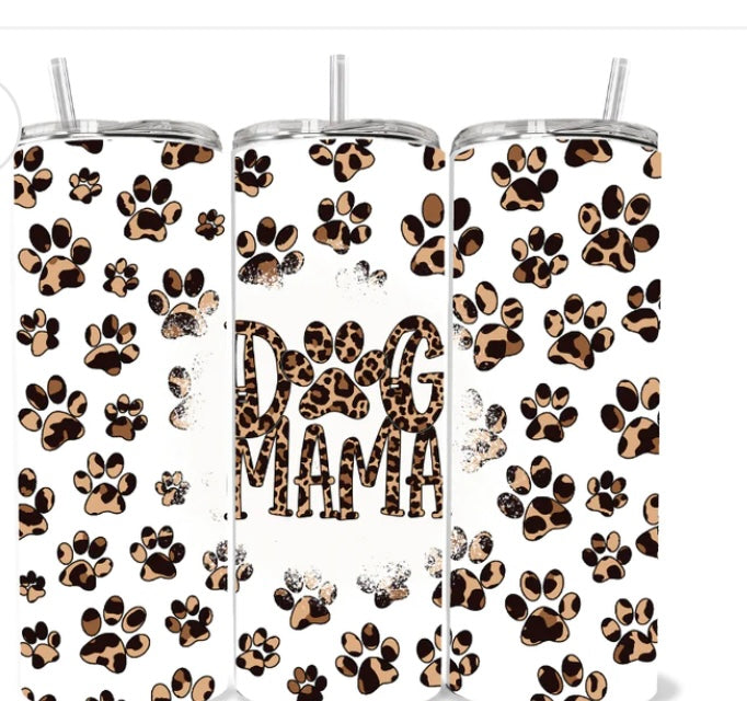 Dog Mama pawprint skinny tumbler