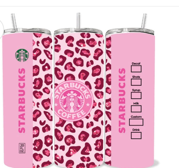 Pink Cheetah skinny tumbler