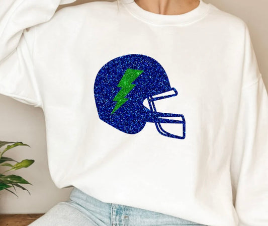 Hawks helmet crewneck faux glitter