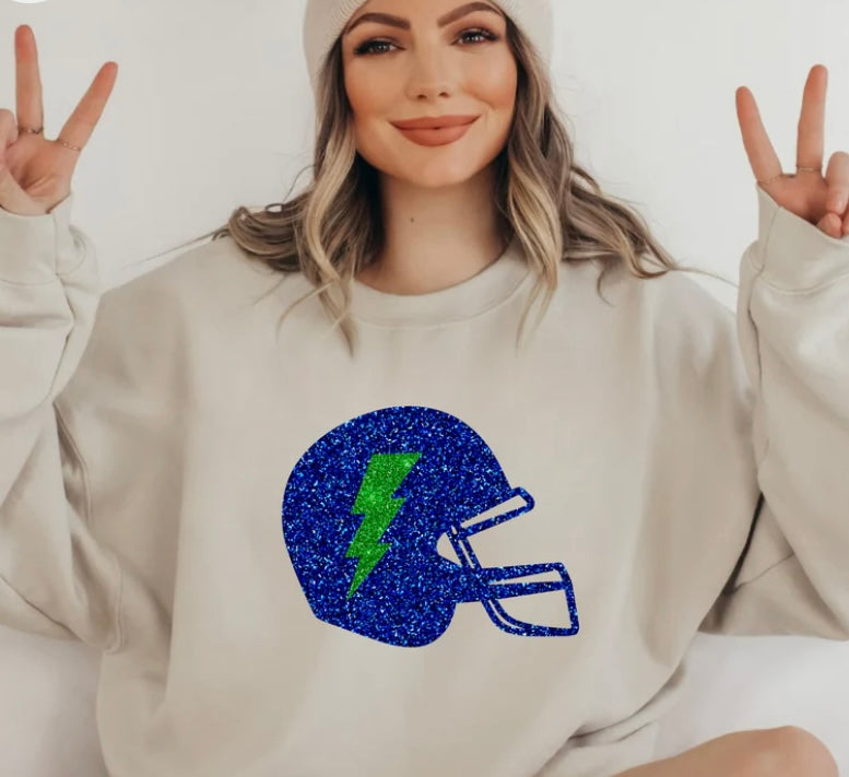 Hawks helmet crewneck faux glitter