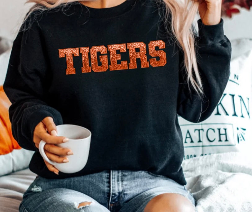 Tigers (faux glitter) crewneck