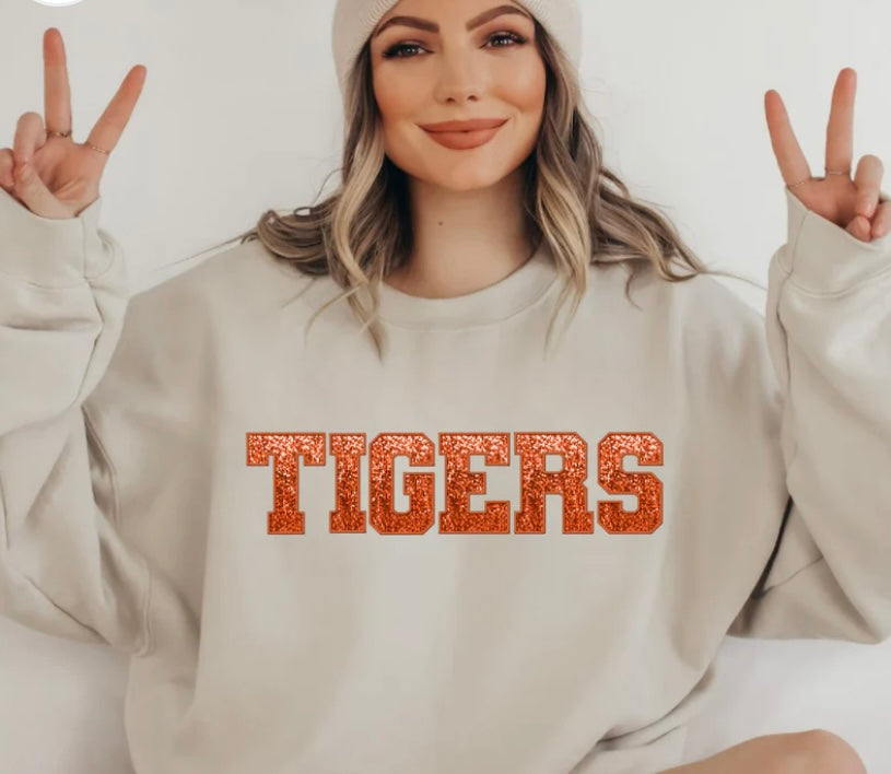 Tigers (faux glitter) crewneck