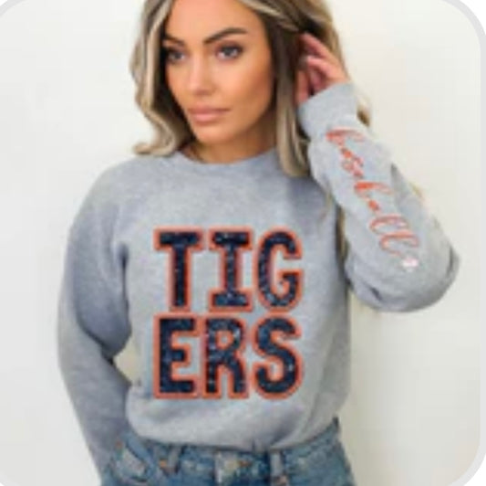 Tigers faux sequin crewneck