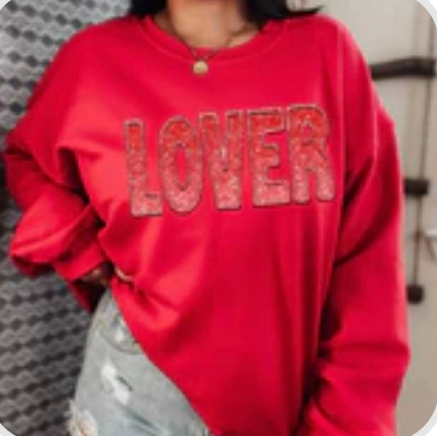 Lover Crewneck (faux sequin)