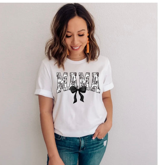 Black floral mama tee