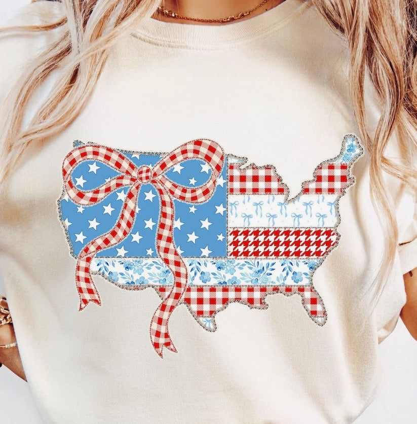 America Flag Bow Tee