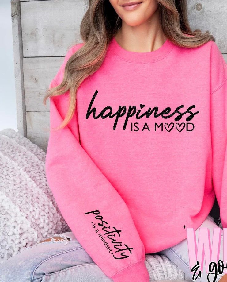 Happiness is a mood crew with sleeve detail