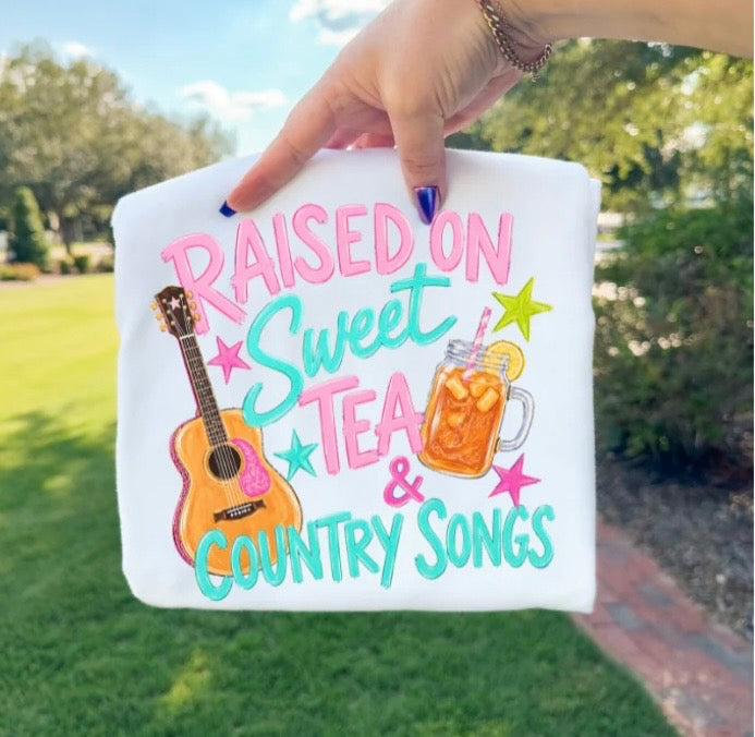 Raised on sweet tea and country songs tee