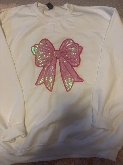 Sequin Bow Crewneck