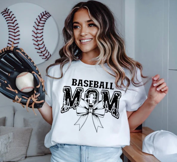Bow Baseball Mom Tee