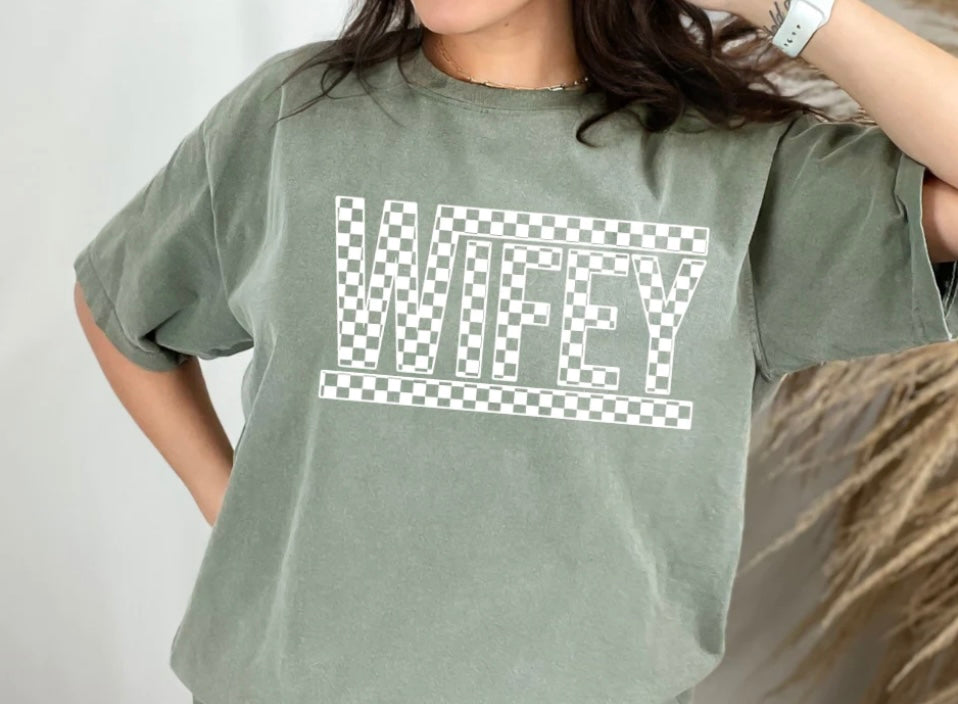 Checkered Wifey Tee