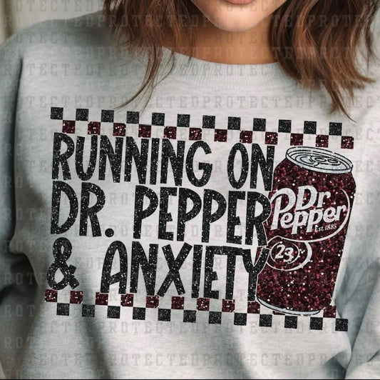 Running on Dr Pep and Anxiety crewneck