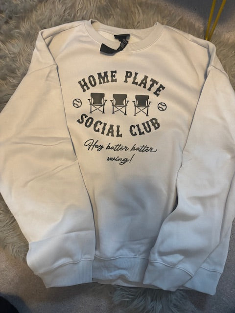 Home Plate Social Club (curved text) crewneck