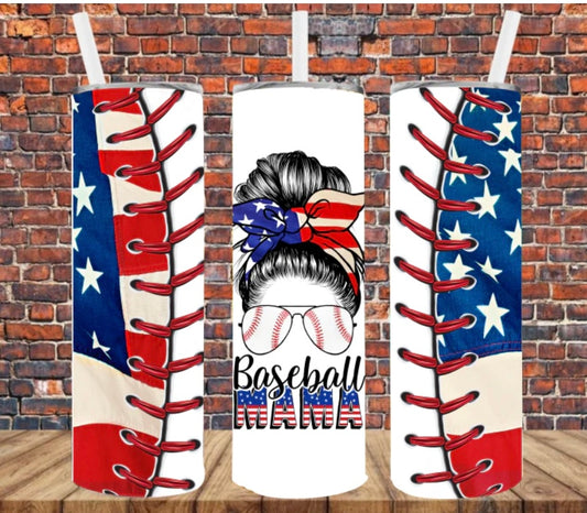 Baseball Mama skinny tumbler