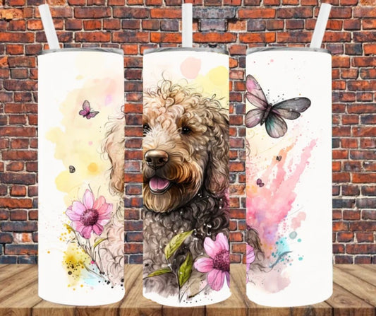 Golden Doodle skinny tumbler