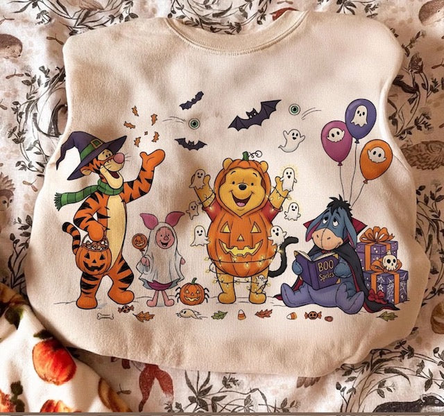 Halloween Pooh and Friends Crewneck