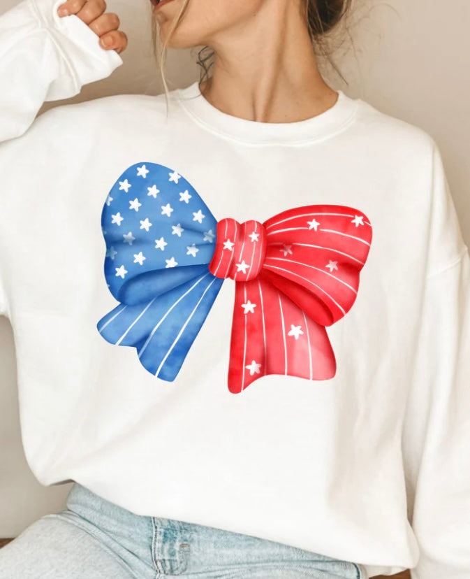 Red White and Blue Bow Crewneck