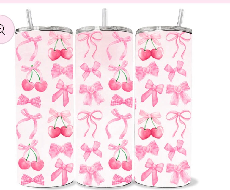 Cherries and Bows skinny tumbler