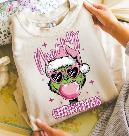 Merry Christmas Pink Crewneck