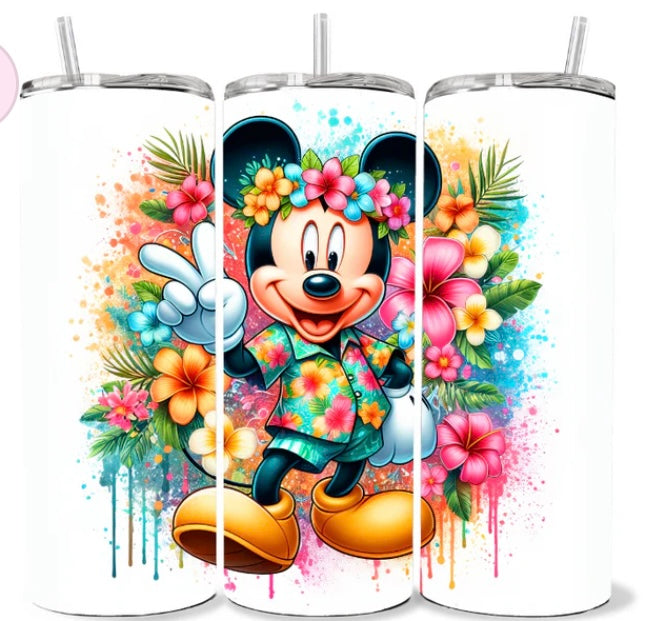 Floral Mouse Skinny Tumbler