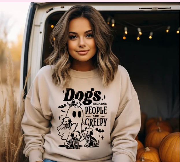 Dogs because people are creepy crewneck