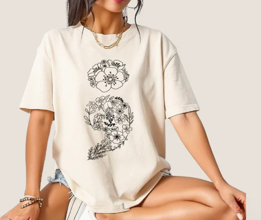 Floral Semi Colon Tee