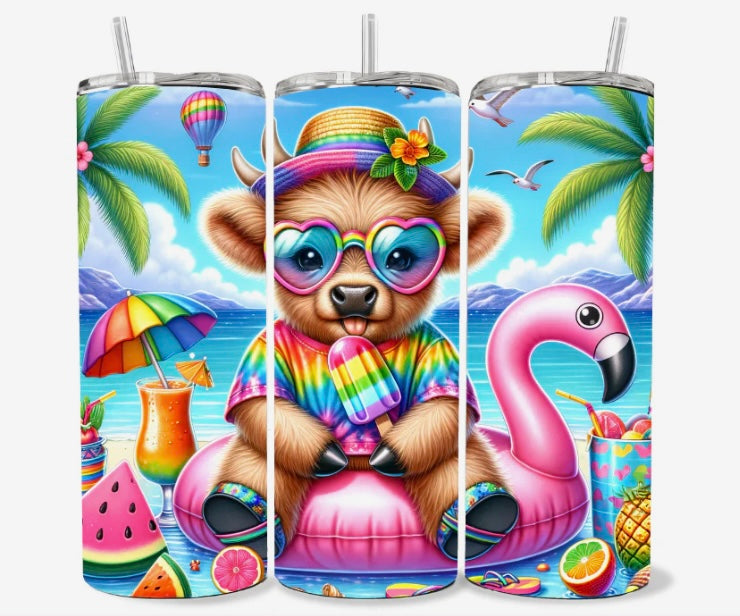 Hyland Cow (summer) skinny tumbler