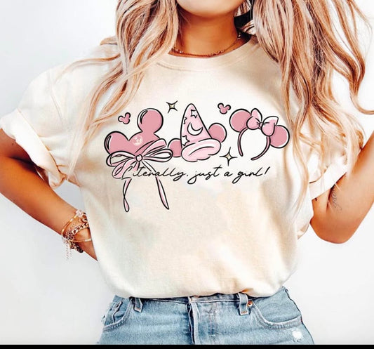 Literally Just A Girl Tee with magical on back