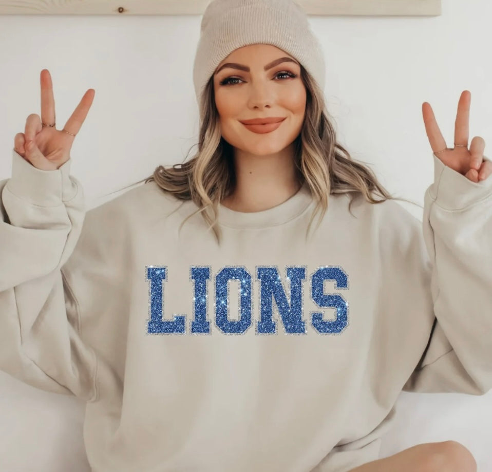 Lions Faux glitter Crewneck