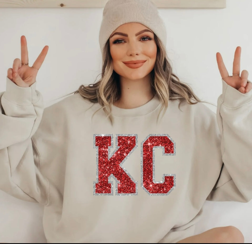 KC faux glitter crewneck