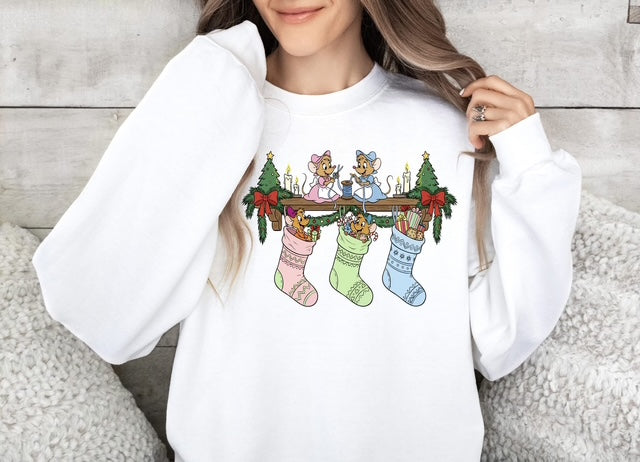 Christmas Mice Stockings Crewneck
