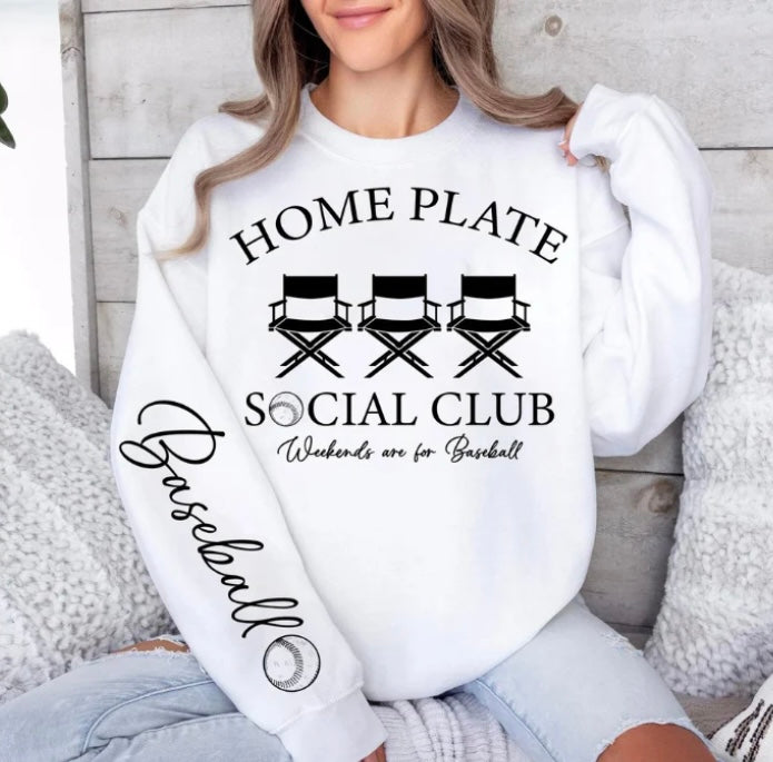 Home plate social club crewneck with sleeve detail