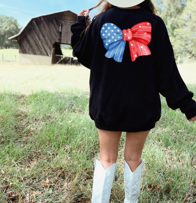 Red White and Blue Bow Crewneck