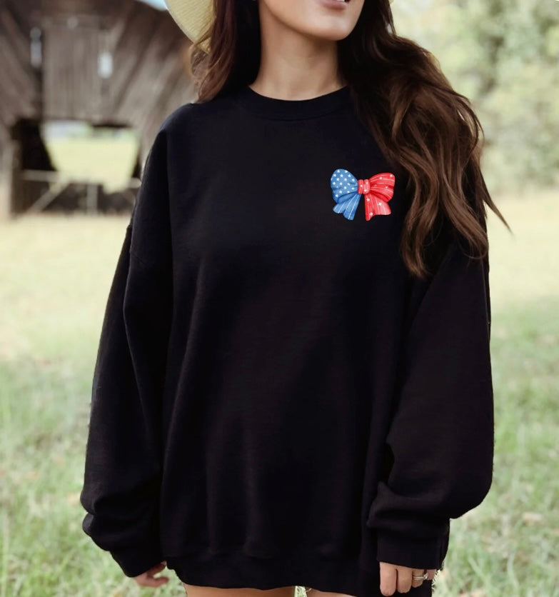 Red White and Blue Bow Crewneck