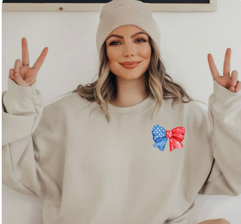 Red White and Blue Bow Crewneck