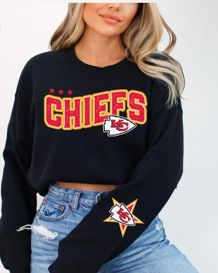 Kansas Football crew with sleeve detail