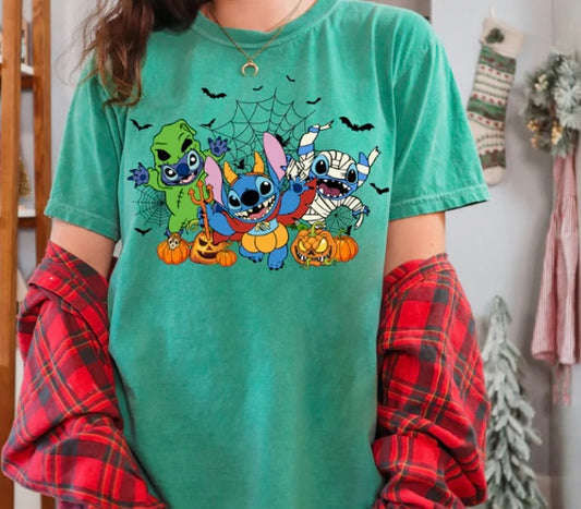 Blue Alien and Friends Halloween tee