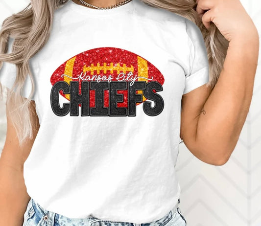 Chiefs (faux glitter) tee