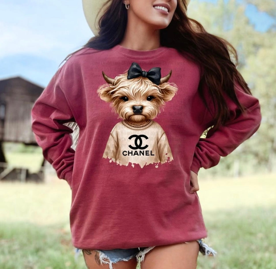 Luxury Hyland Cow Crewneck