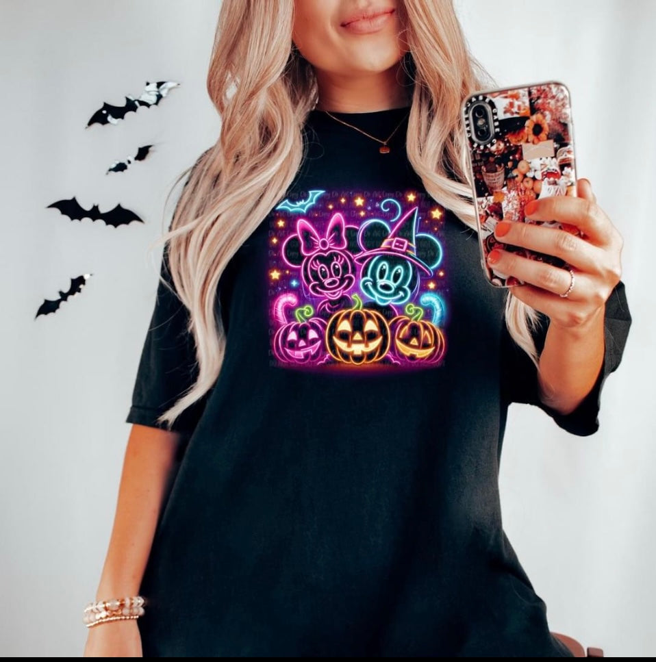 Neon Mouse Halloween tee