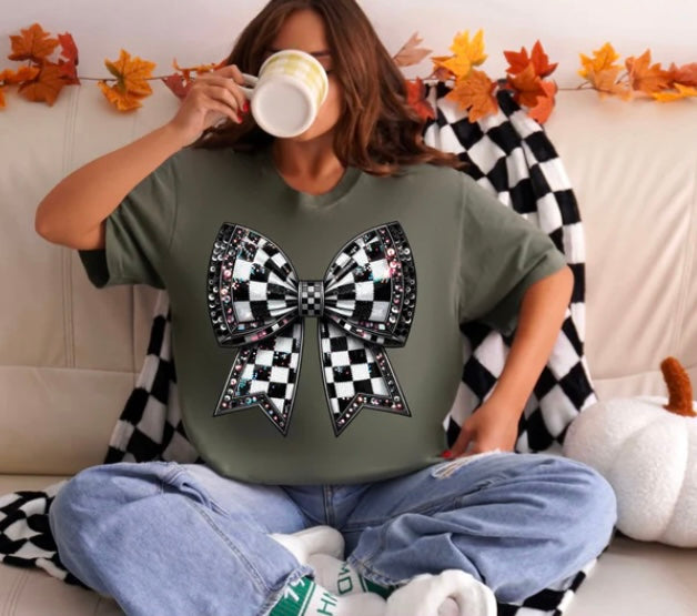 Checkered Bow Tee