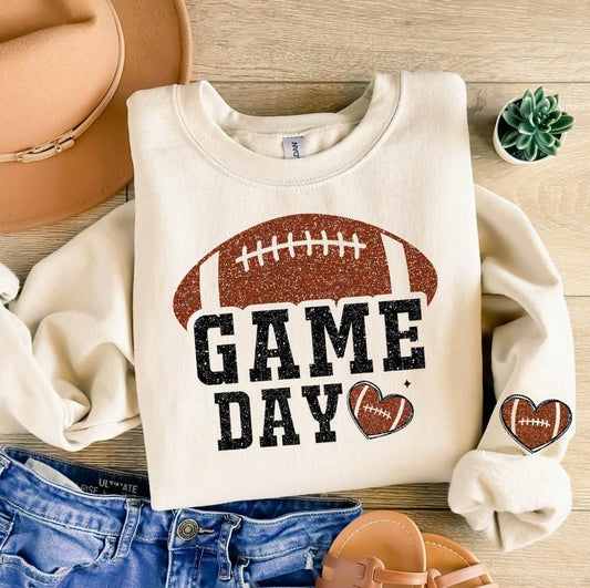 Game Day Crewneck with football sleeve