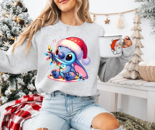 Christmas Stitch with lights crewneck