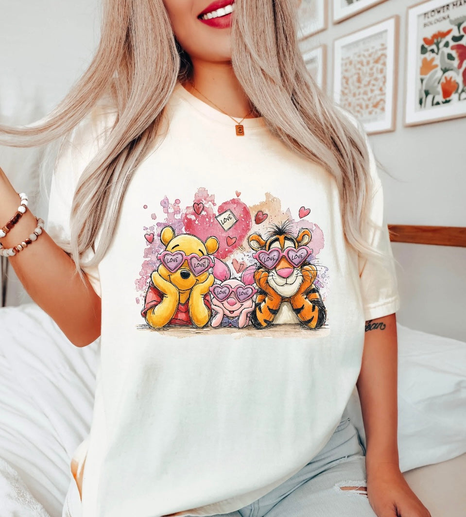 Pooh Love Glasses Tee