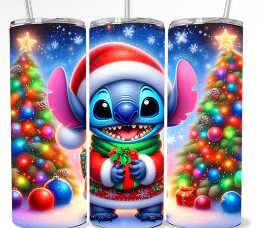 Santa Blue Guy Skinny Tumbler