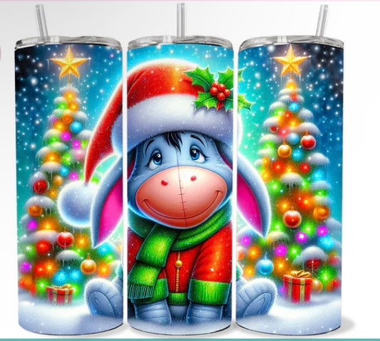 Eyore Christmas Skinny Tumbler