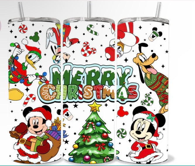 Merry Christmas Mouse and Friends Skinny Tumbler