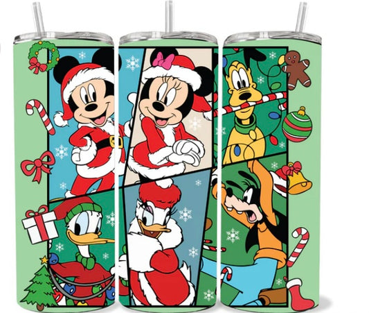 Mouse and Friends Christmas Block Skinny Tumbler