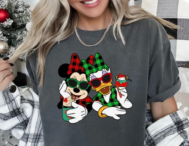 Minnie and friend plaid tee